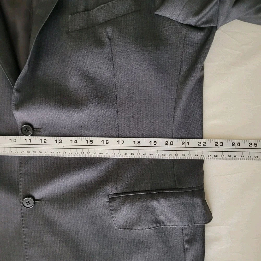 Saks Fifth Avenue BLACK Ermenegildo Zegna Grey Wool Suit Jacket Blazer 44L